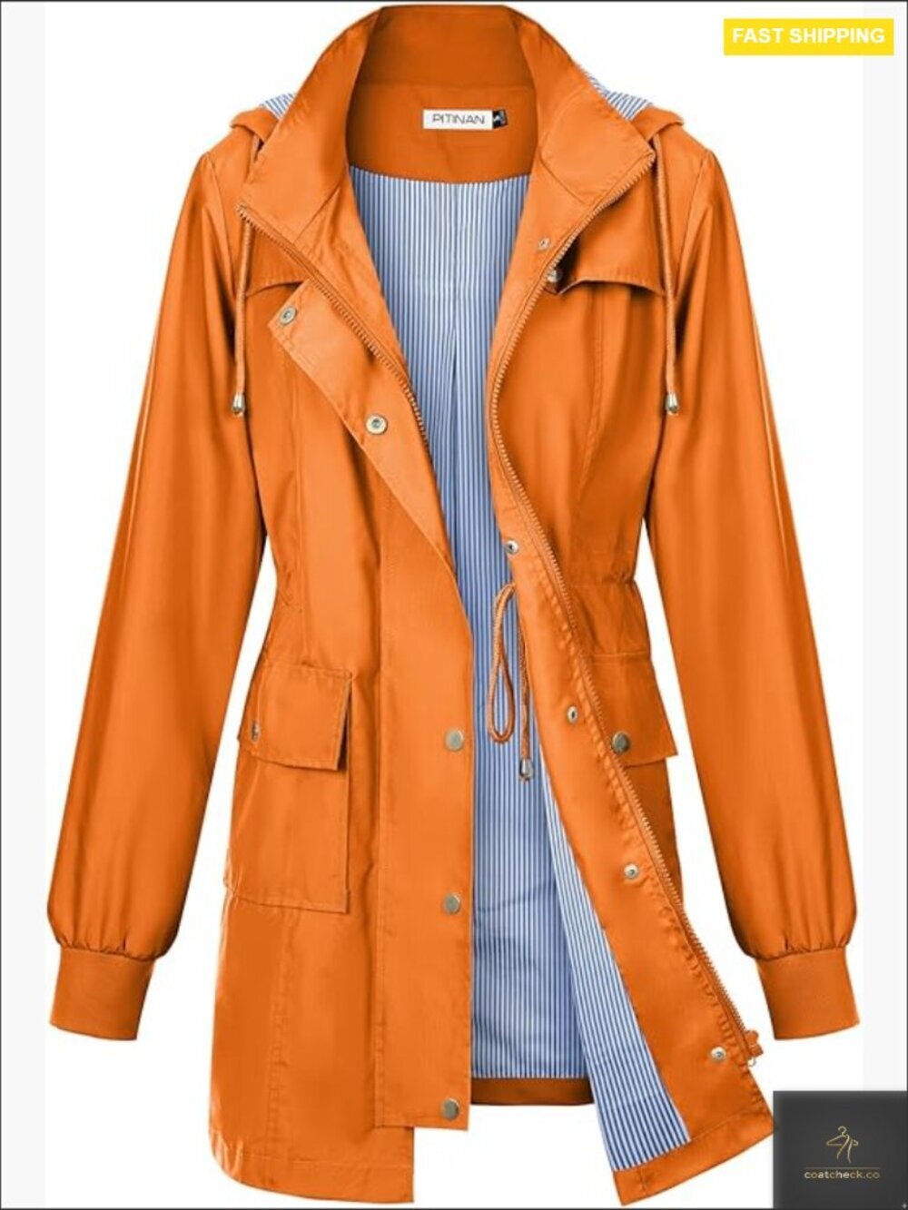 Waterproof Rain Jacket with Hood Lightweight Windbreaker Outdoor Coat Trench